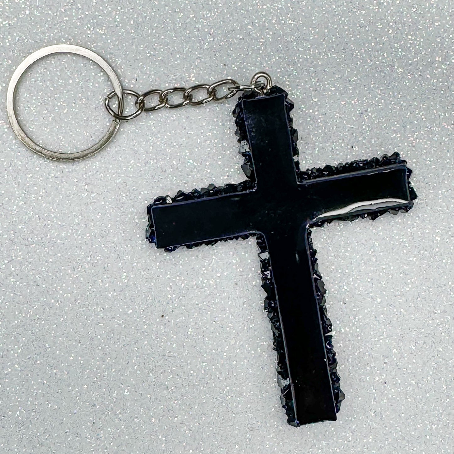 Druzy SCHLÜSSELANHÄNGER Kreuz